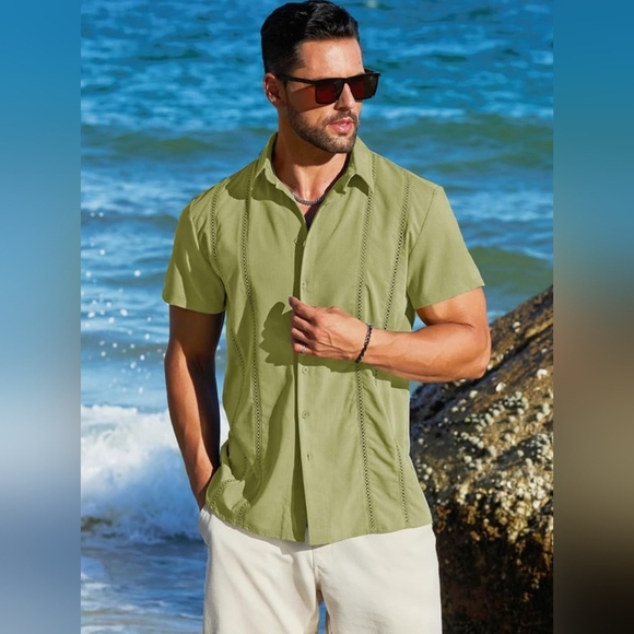 MAPICK Men's Casual Beach Button Down #862 - Picture 7 of 9